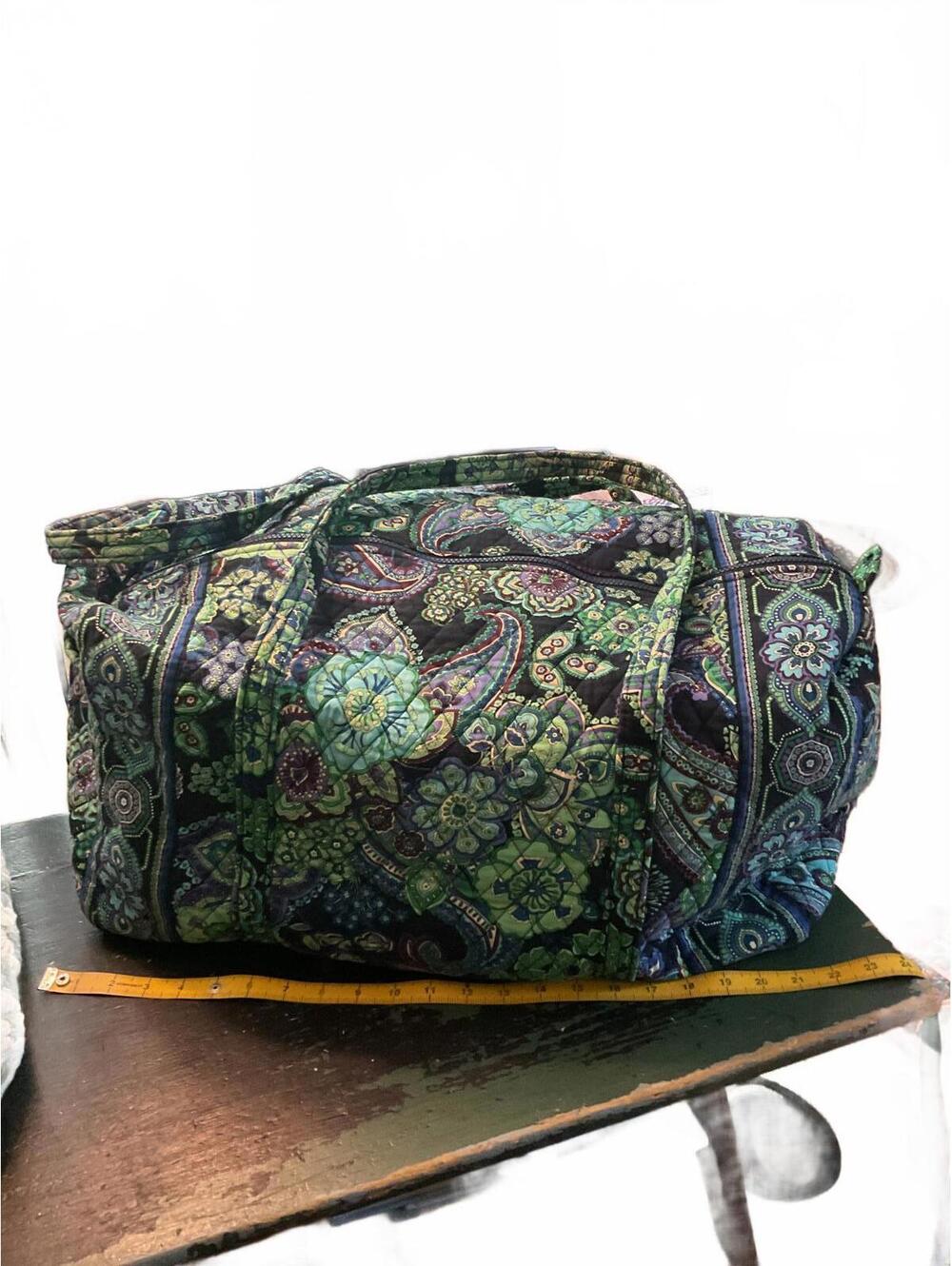 Vera Bradley Signature Travel Duffel Bag - Floral Green & Purple - Picture 8 of 12